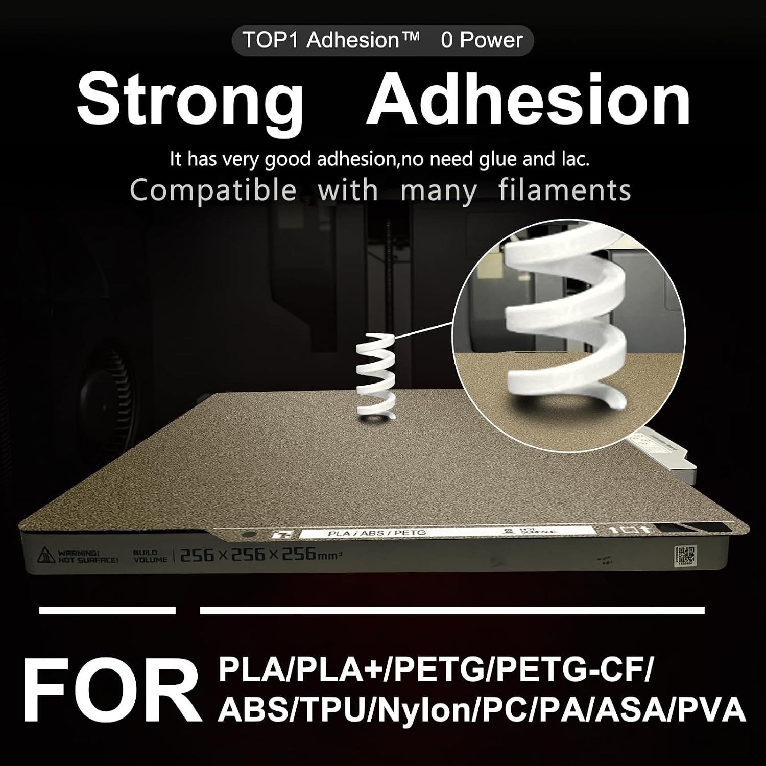 Upgraded Thicker Textured PEI Plate 0.77mm with QR Code for Bambu Lab P1S/P2S/P1P/X1/X1C/A1/X2D 3D Printer, 257x257mm