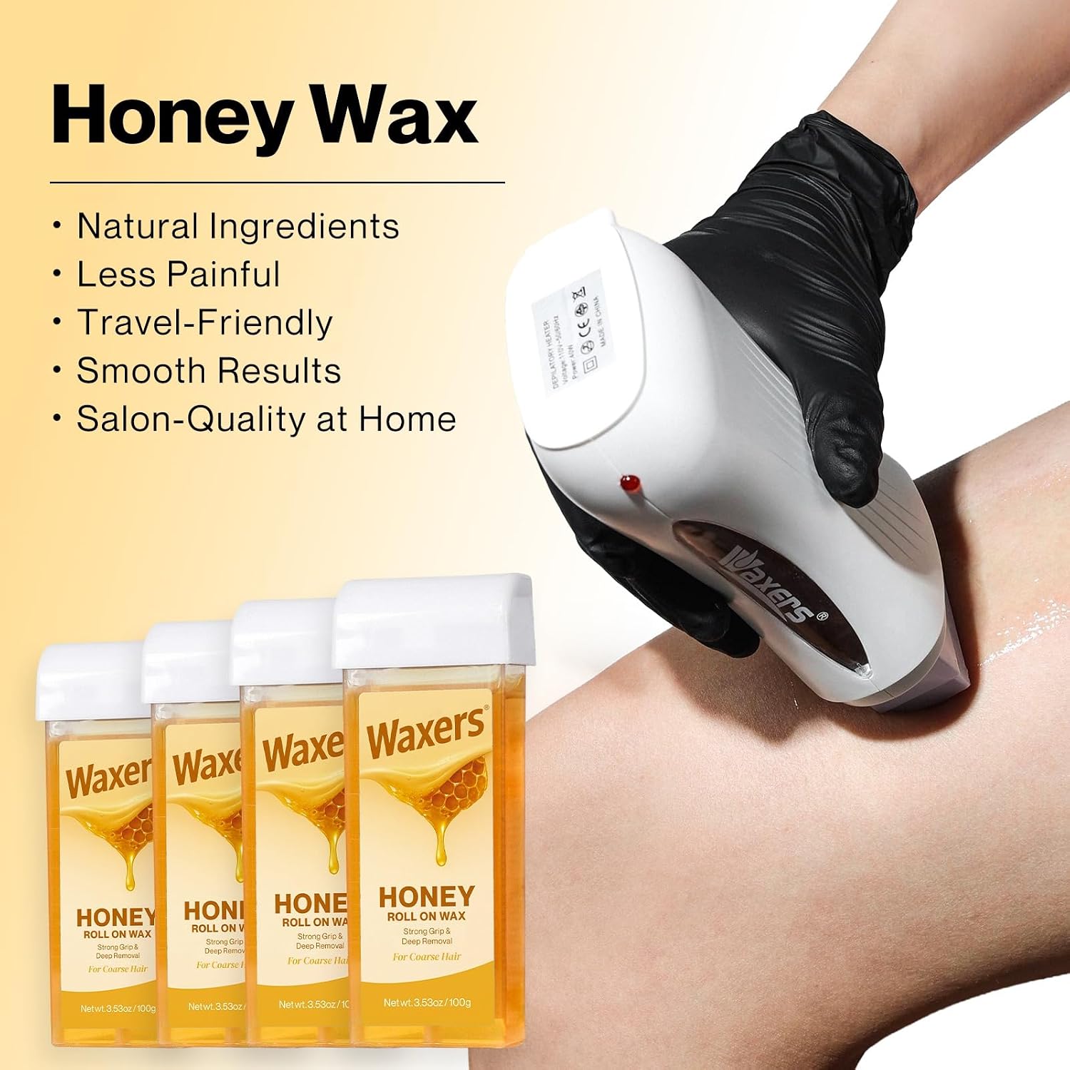 Roll on Wax Kit for Hair Removal at Home Roller Waxing Depilatory for Women Men Honey Soft Wax Kit for Coarse & Thick
