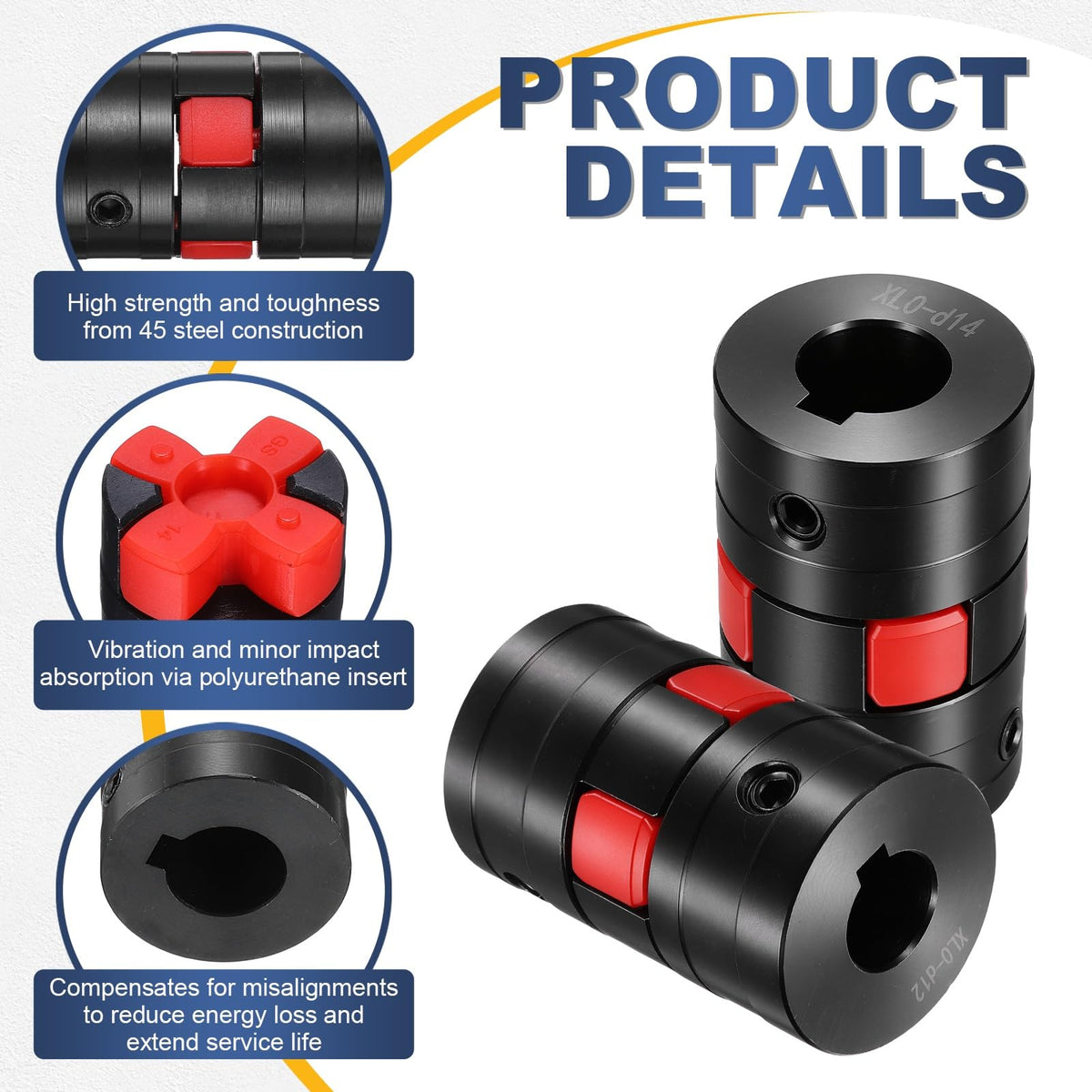 MECCANIXITY XL0 Type Flexible Elastic Shaft Coupling 12mm to 14mm Bore
