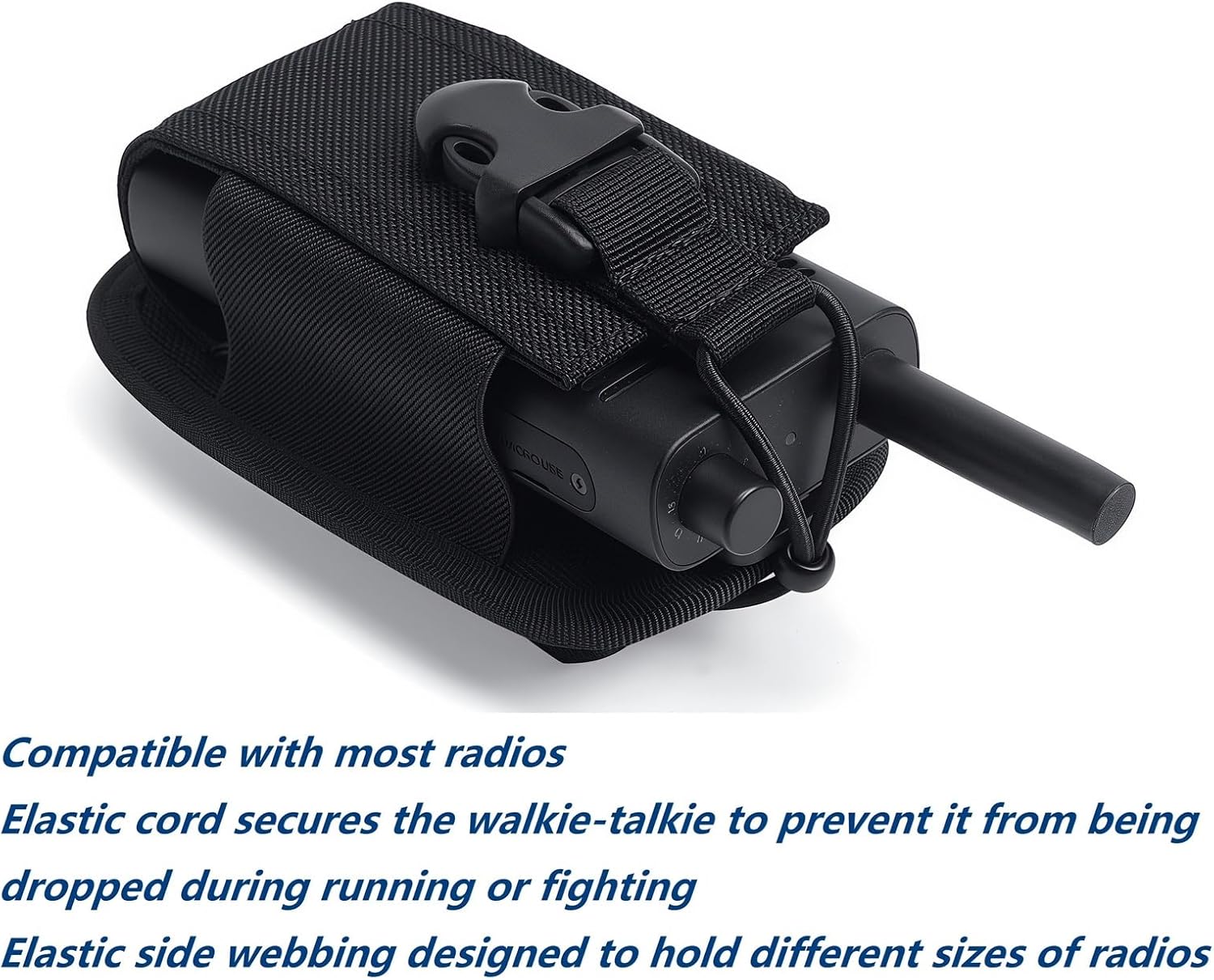 Universal Radio Holster Tactical Two Ways Radio Holder Compact Elastic Walkie Talkies Pouch Nylon Case w/MOLLE Strap