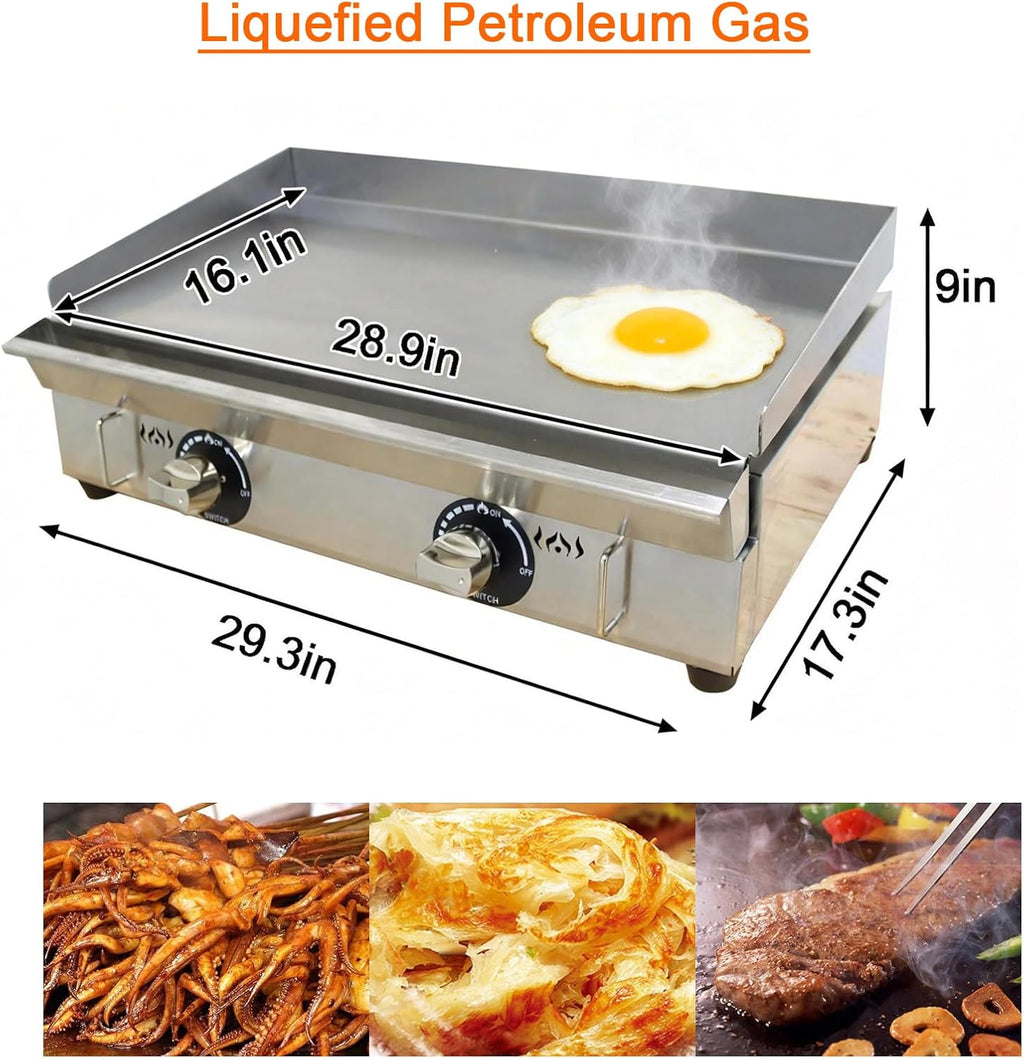 Commercial Countertop Griddle 2800Pa LPG Gas Grill Griddle