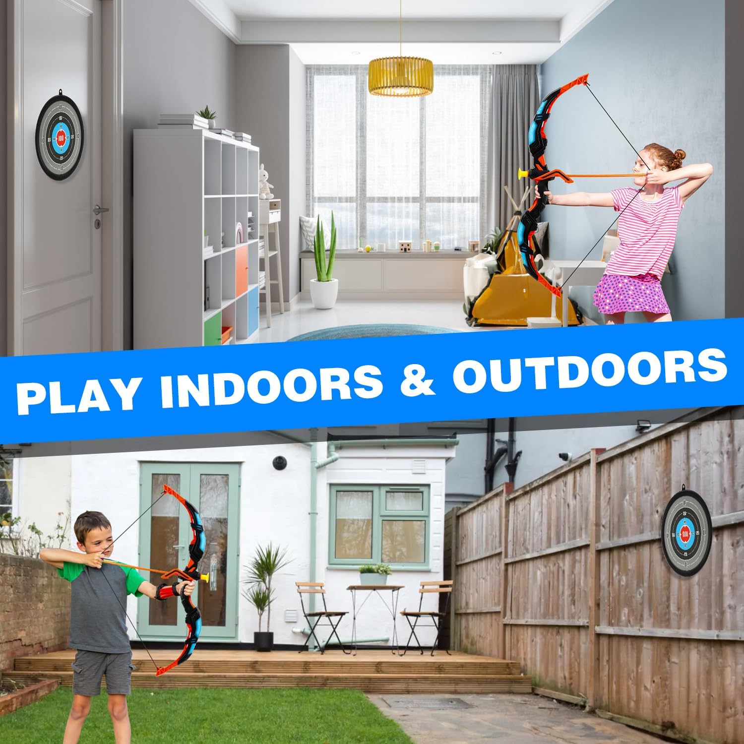 Bow and Arrow Toys for Kids 4 6 8 12, Light Up Kids Bow and Arrow Set, Kids Archery Bows Set for Kids with Targets