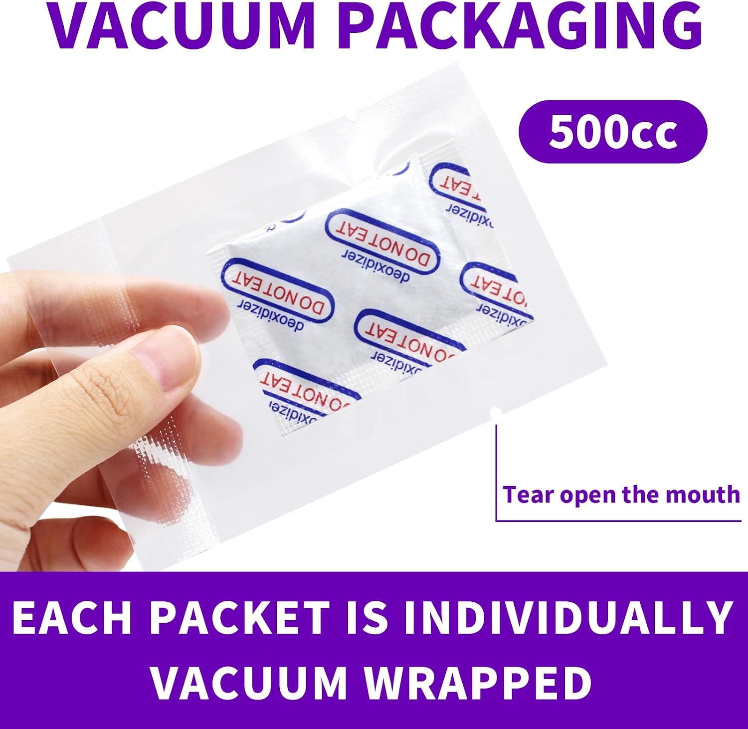 Individually Wrapped - Oxygen Absorbers for Food Storage 500cc, 50 Packs | Midukit Food Grade Oxygen Absorbers