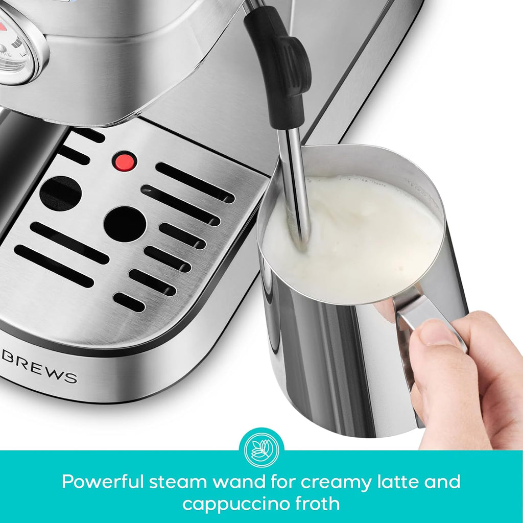 CM5418 Compact Espresso Machine with Milk Frothing Steam Wand | Stainless Steel, 20-Bar Pump, Built-in Pressure