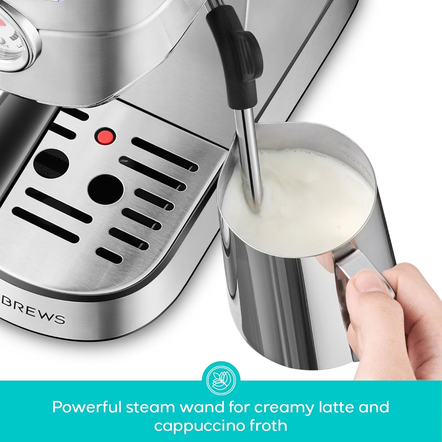 CM5418 Compact Espresso Machine with Milk Frothing Steam Wand | Stainless Steel, 20-Bar Pump, Built-in Pressure