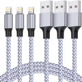 for iPhone Charger, [MFi Certified] Lightning Cable 3PACK 6FT Nylon Braided USB Charging Cable High Speed Transfer