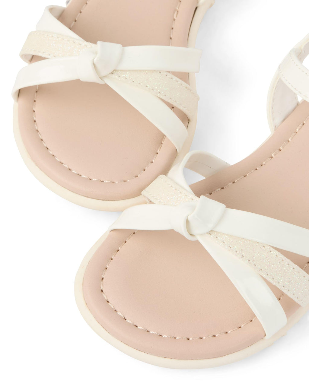 Adjustable Ankle Strap Flat Sandals,White/White,5