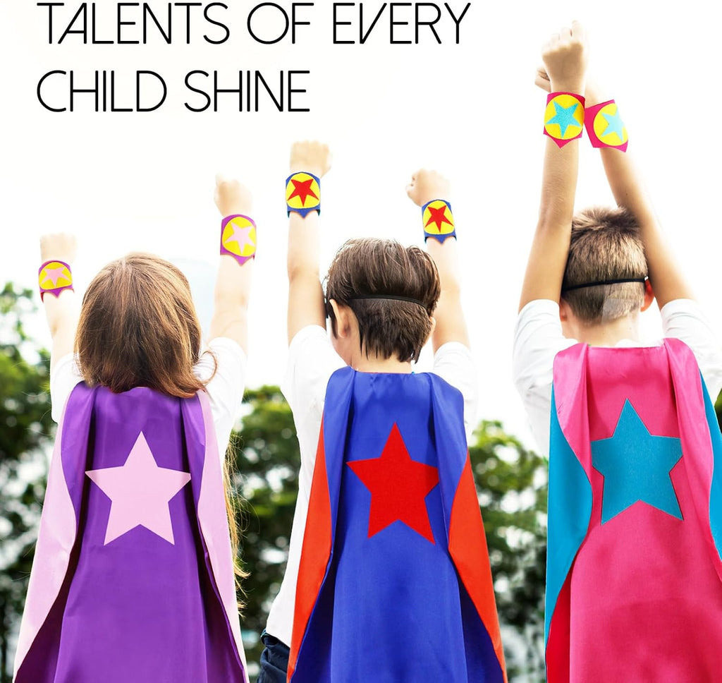 Kids-Superhero-Cape and Mask for Boys-Girls Super-Hero-Costumes | Superhero Cape Mask Bracelet & DIY Felt Stars for