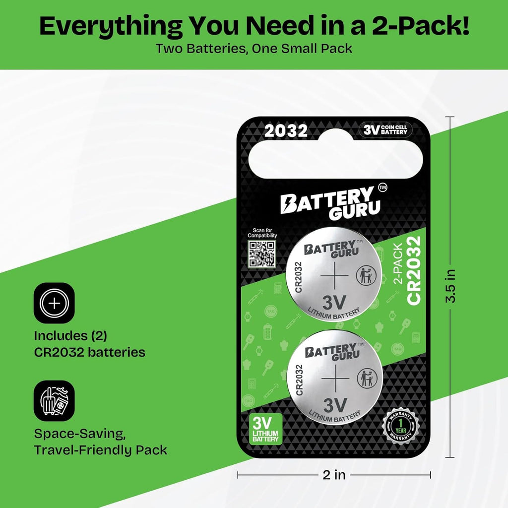 CR2032 3V Car Key Battery (Pack of 2)