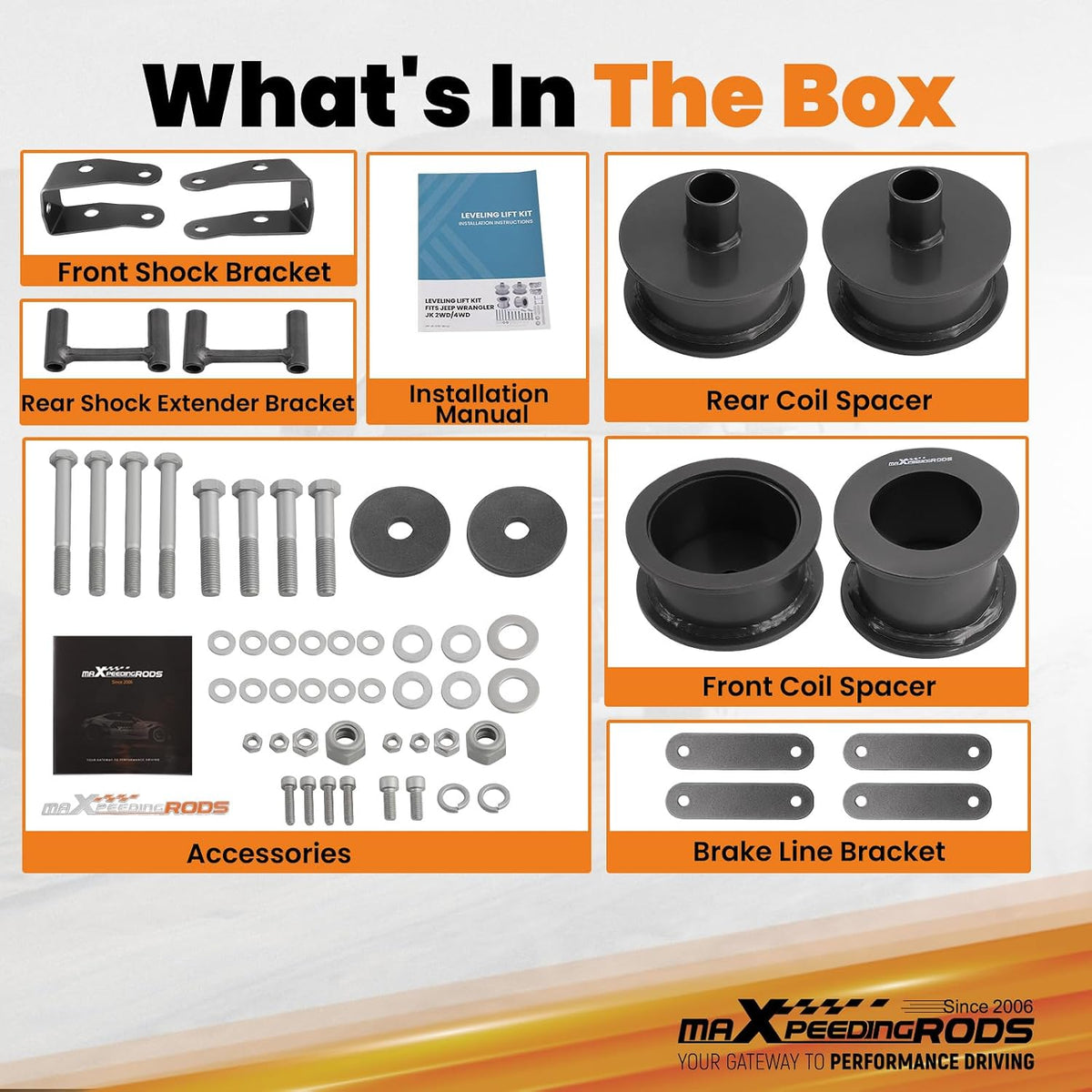maXpeedingrods 3" Front & Rear Lift Kit for Jeep Wrangler JK JKU 2007-2018