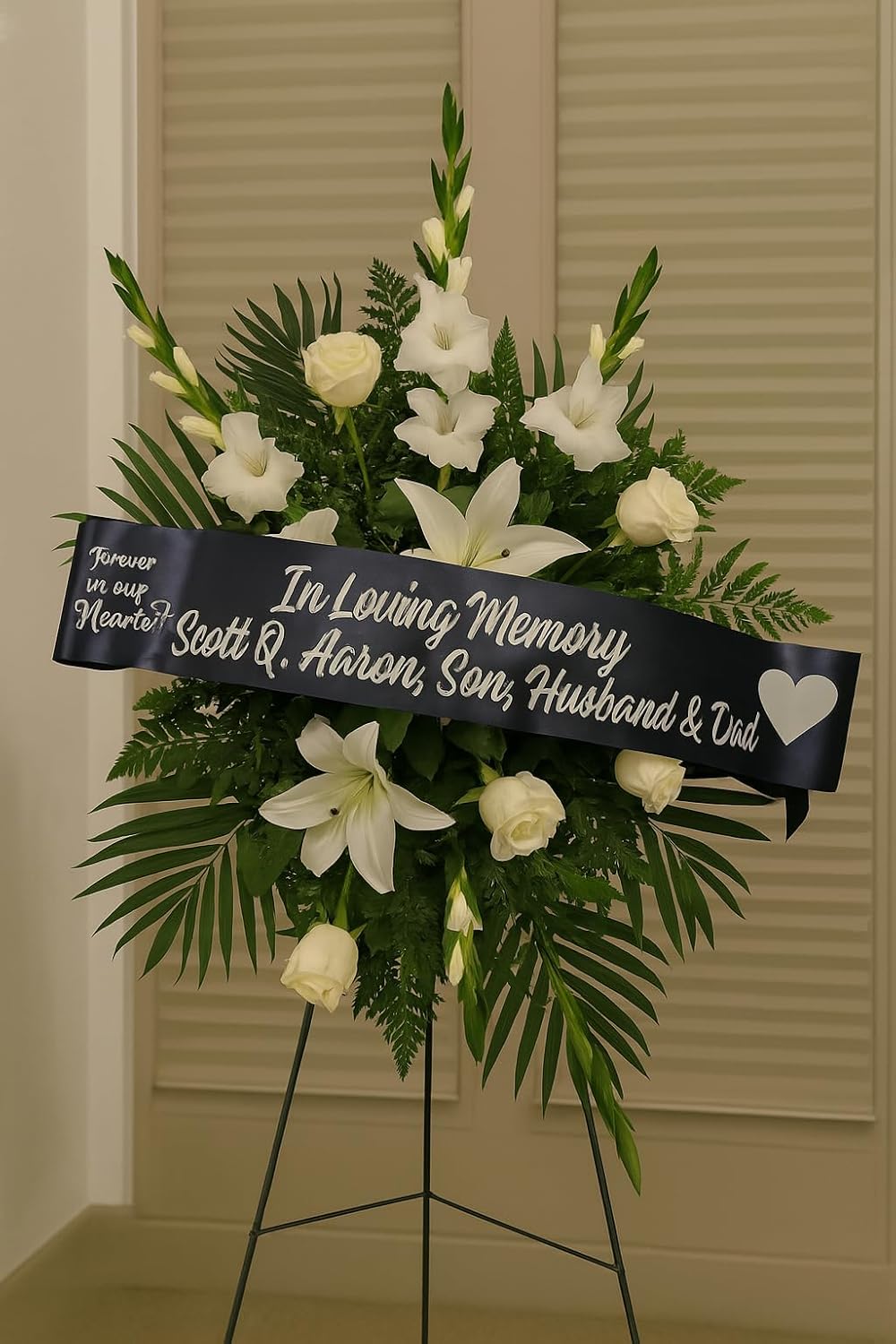 Personalized Memorial Funeral Flower Sash Ribbon | Custom Printed Sympathy Tribute Ribbon for Funeral Flowers, Casket