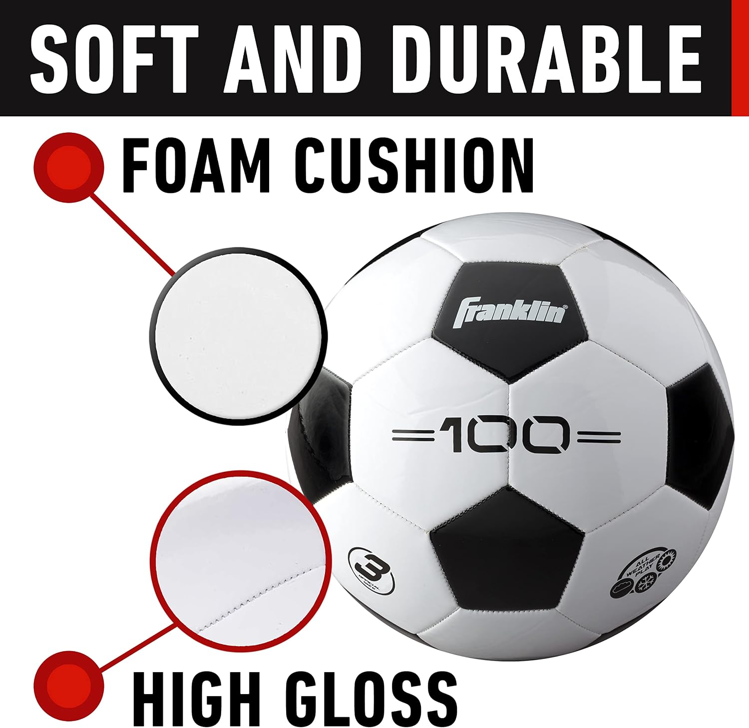 Soccer Balls - Youth & Adult - Sizes 3, 4 & 5 - Single & Bulk Packs - Black & White