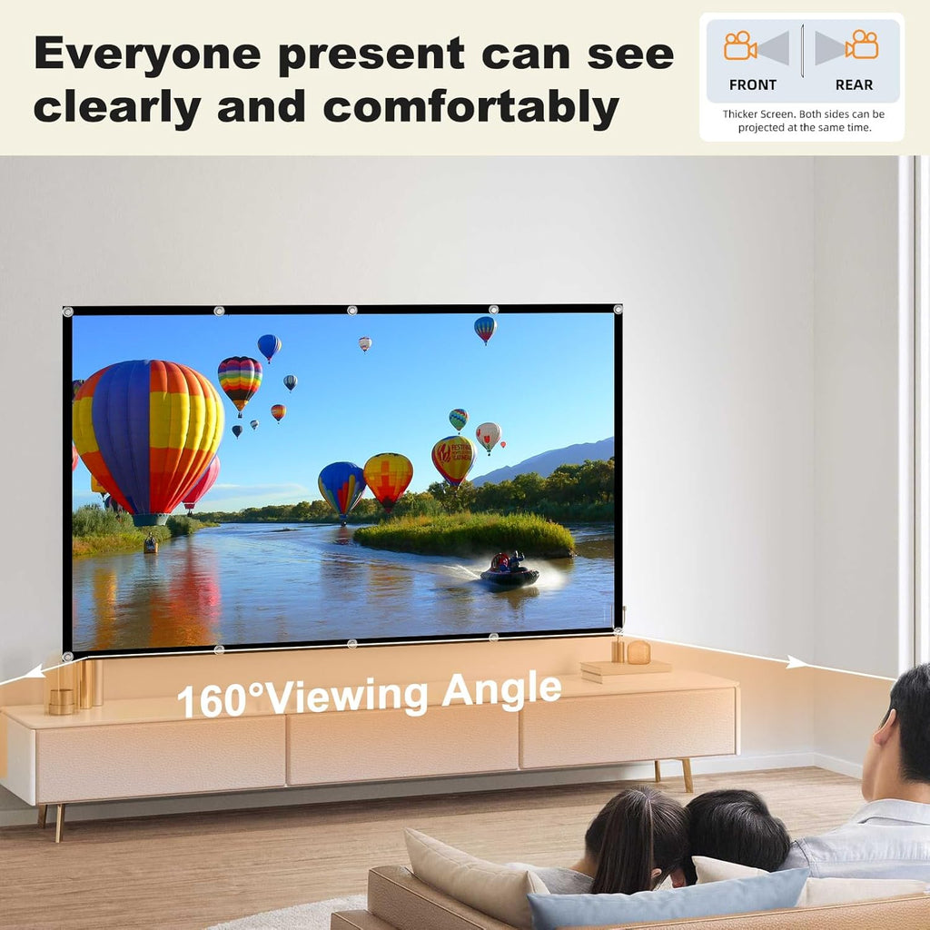 Foldable 60-inch Projector Screen, XINLEMY 4K 16:9 HD Portable Projection Movie Screen Double-Sided Cinema Screen for