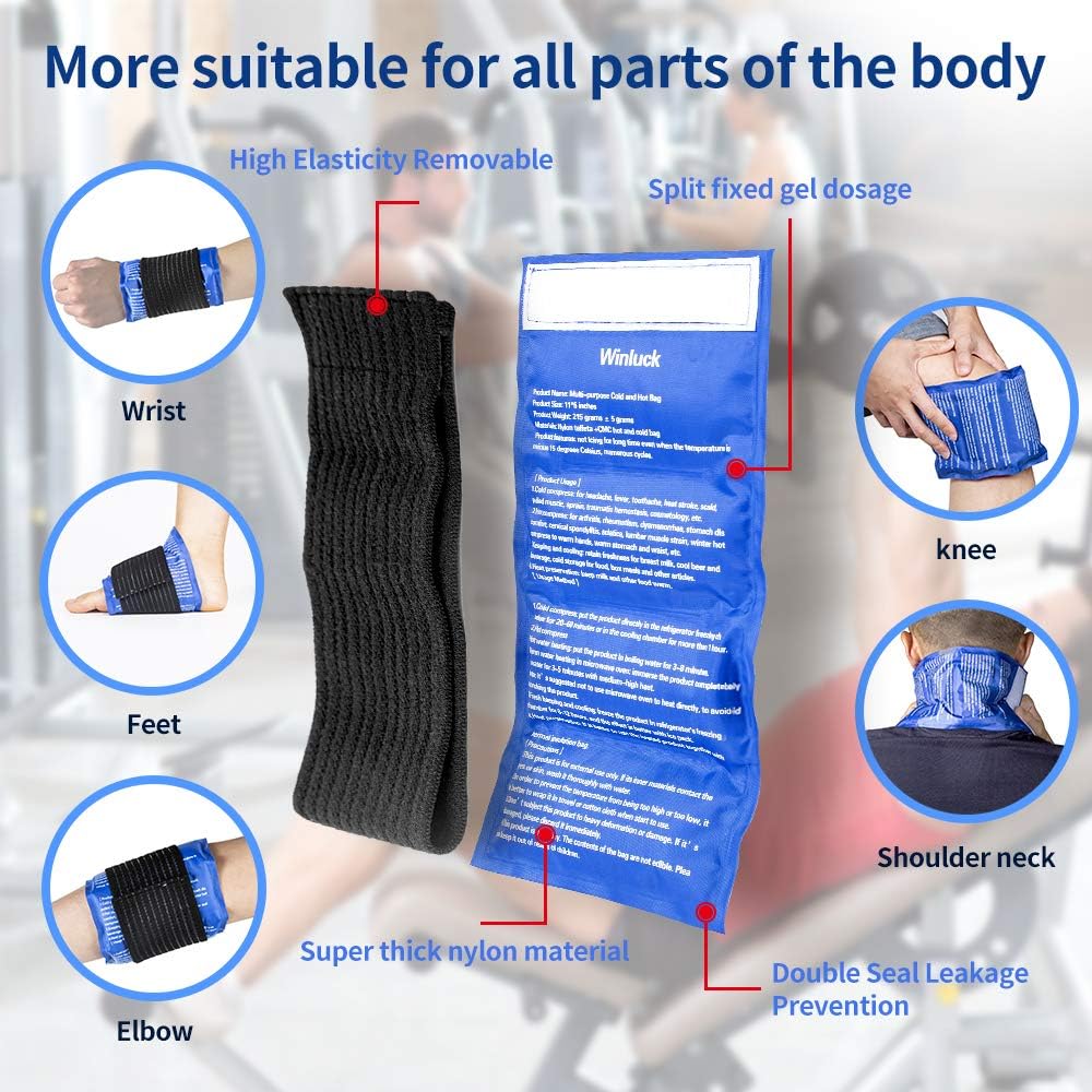 Gel Ice Pack with Adjustable Strap Reusable Gel Pack for Pain Relief