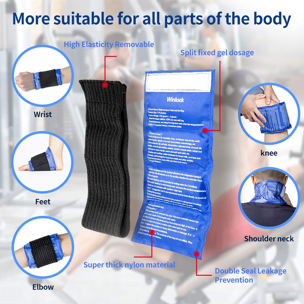Reusable Gel Ice Pack 2 Piece Set Soft Cold Hot Compress Wraps with Straps