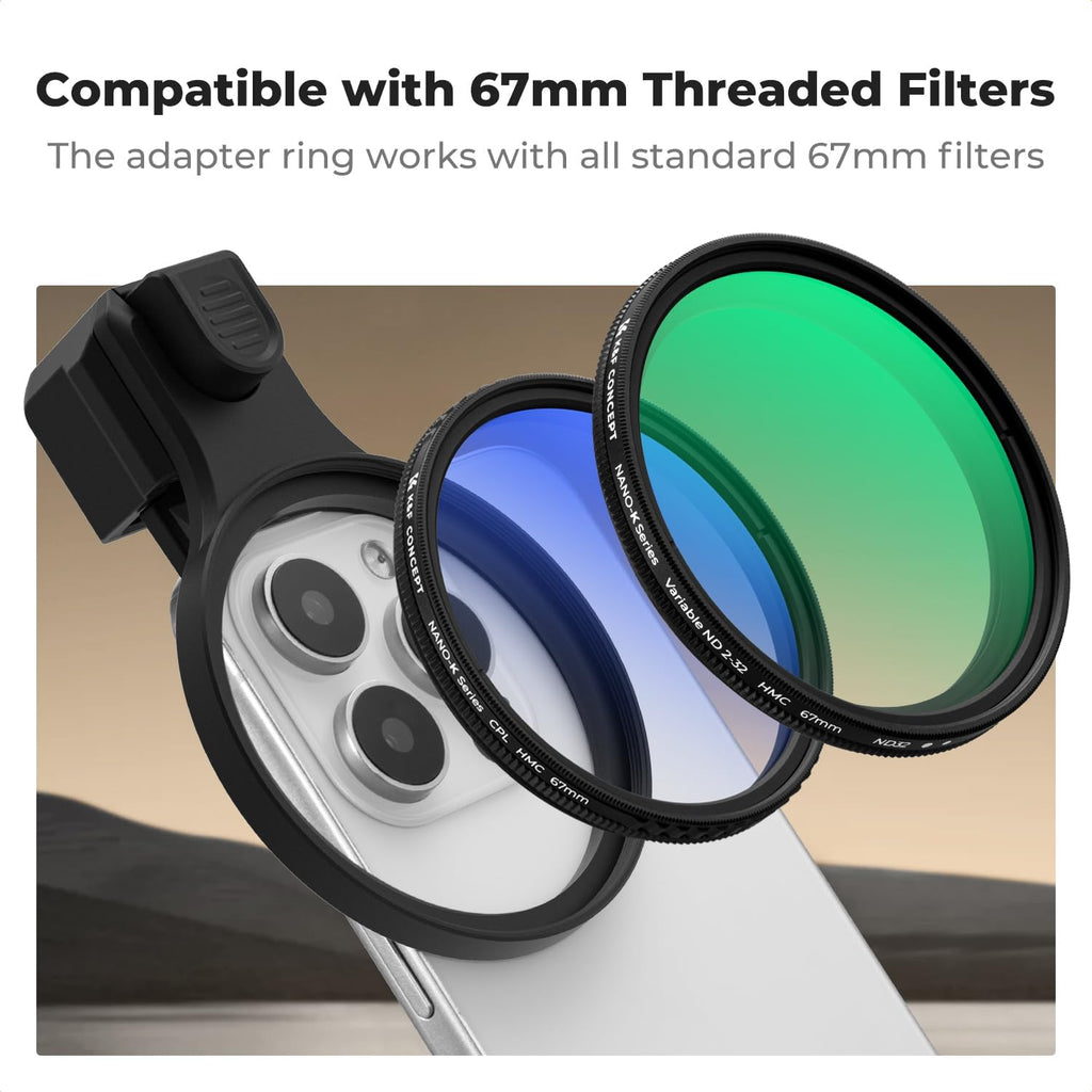 67mm Press-on CPL Phone Lens Filter Kit | Polarizing Filter Compatible with iPhone 17/16/15/14/13/12 Standard
