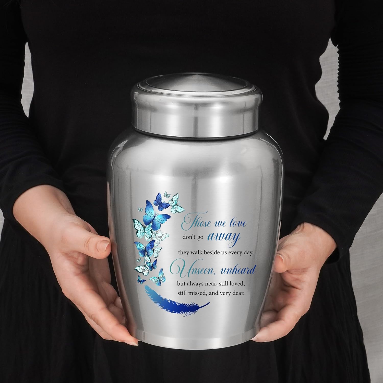 Urns for Human Ashes-Decorative Urns, Stainless Steel Urns Funeral Keepsake for Human Ashes Cremation Urn for Human
