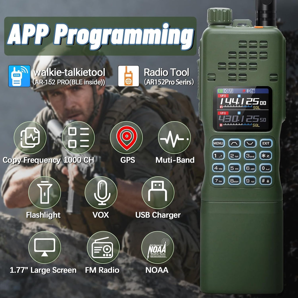 Radio Ham Radio Handheld AR-152 PRO 10W Rechargeable Walkie Talkies Long Range AR-5RM Two Way Radio NOAA Weather
