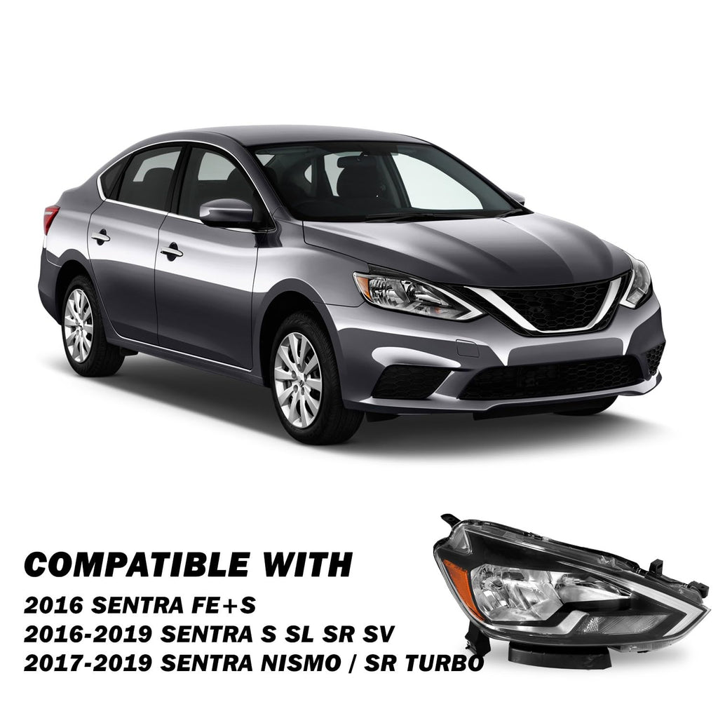 Halogen Headlight Assembly Compatible with 2016-2019 Nissan Sentra
