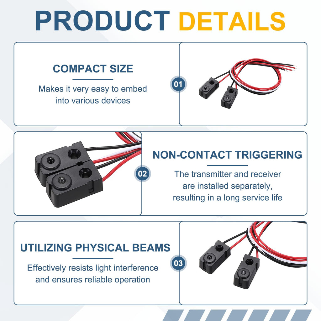 Rebower IR Break Beam Sensor, 3mm LEDs Through Beam Sensor 0-25cm