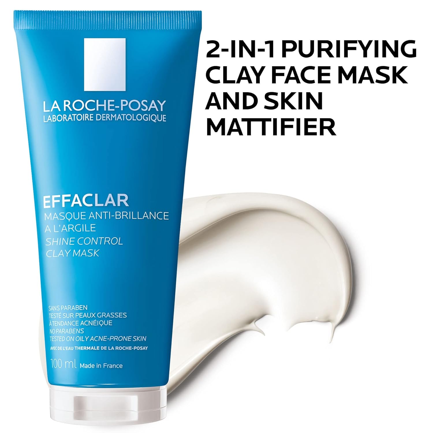 Effaclar Clay Face Mask for Oily Skin, 3.4oz | Clarifying face mask that unclogs pores and controls shine without
