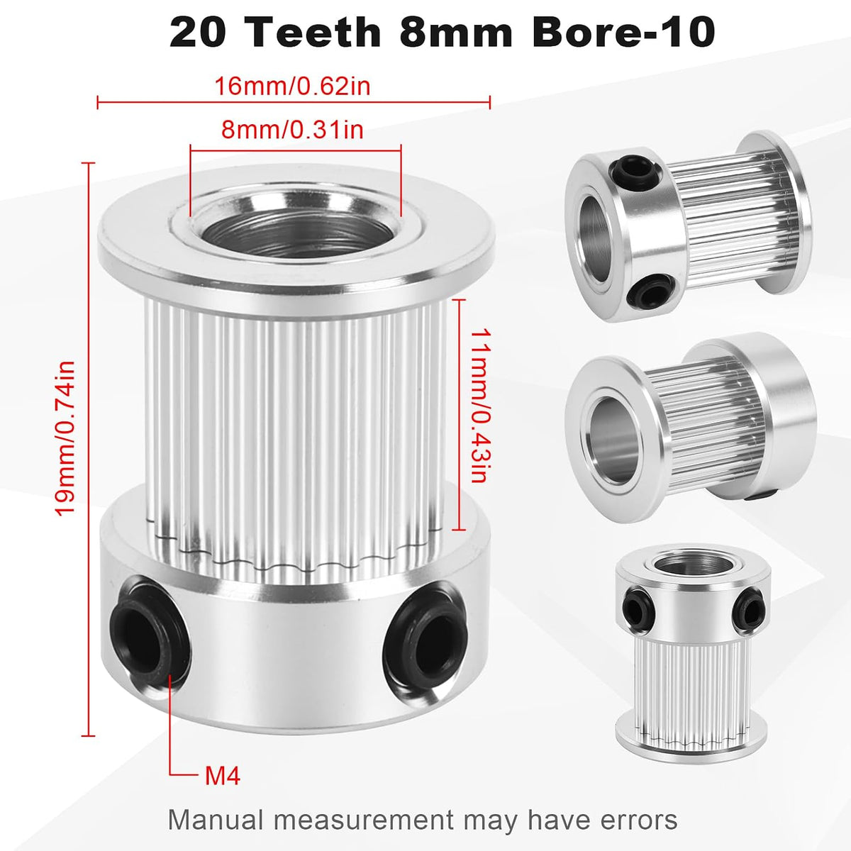 12 Pack GT2 Timing Belt Pulley 20 Teeth,8mm bore,synchronous Pulley