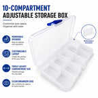 UPC-LC SC FC Fiber Optic Adapter/Coupler Kit 10Pc - Adjustable Storage Box