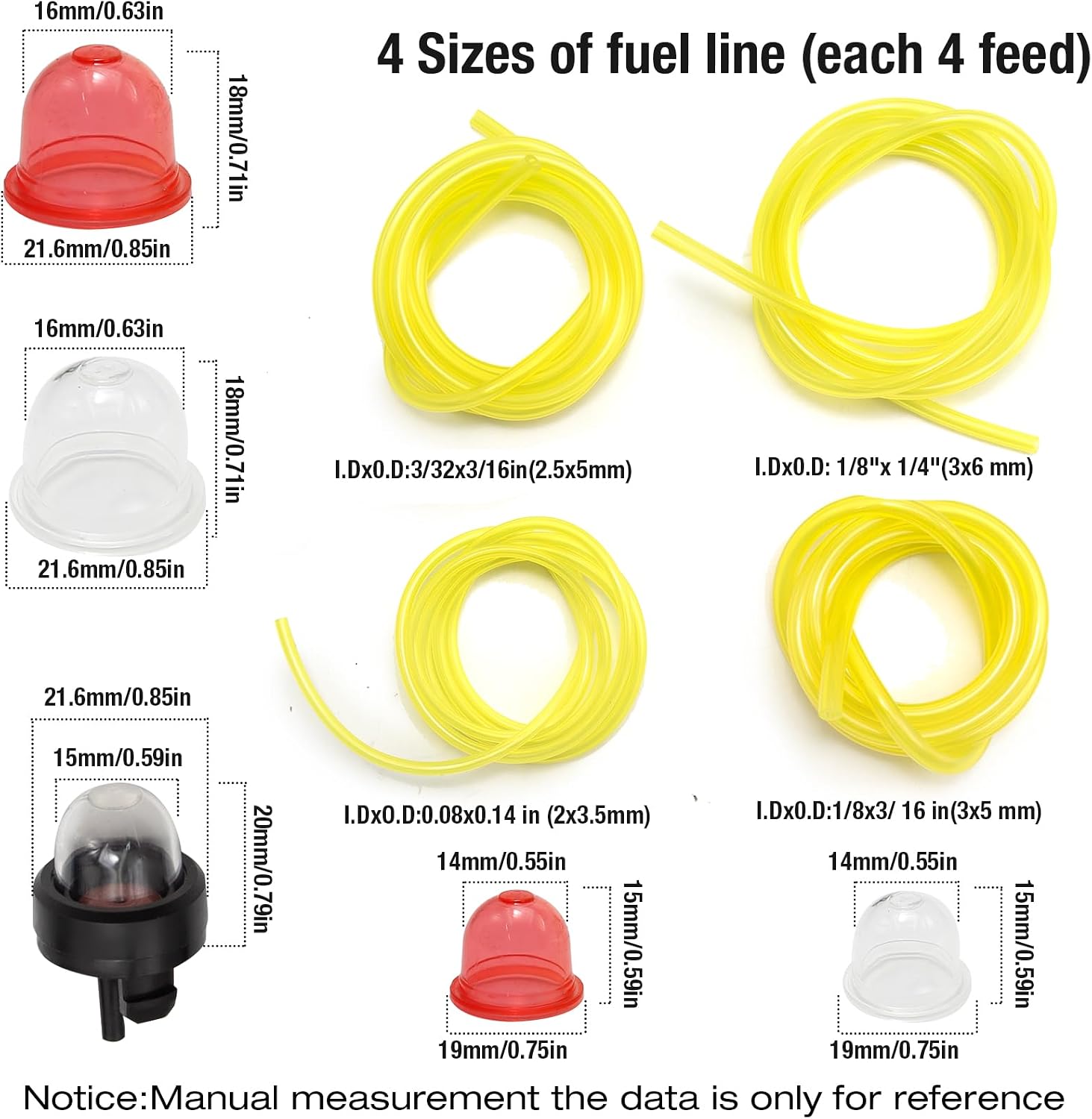 4 Size 4 Feet Long Small Engine Fuel Line Kit, 188-12 530058709 Primer Bulb, ZF-1 Fuel Filter, Adjustment Tool
