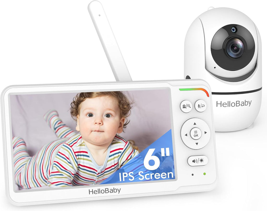 Baby Monitor 6" World First IPS Screen 30H Battery, Secure No WiFi, Pan Tilt Video Camera with Night Vision, VOX