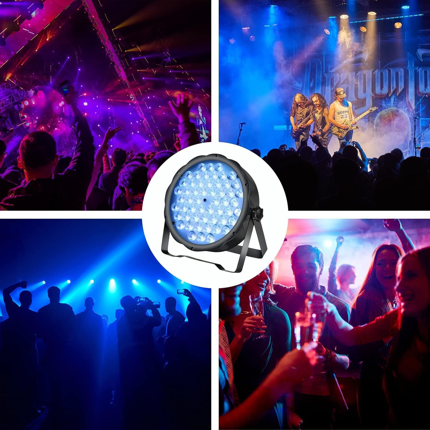 LED Par Lights 54 x 1.5W, RGB Stage Lights DMX DJ Lighting Sound Activated with Stand, Strobe Light & Wash Par