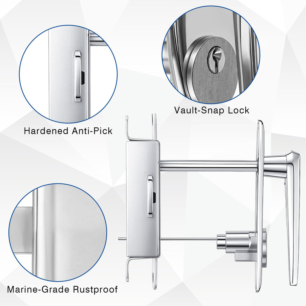 1 Set Garage Door Lock Kit, L-Handle & Keys, Inside Side Latch