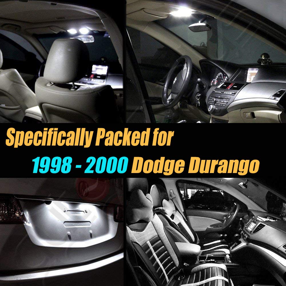 14Pc Super White 6000k Car Interior LED Light Bulb Kit Pack Compatible for 1998-2000 Dodge Durango