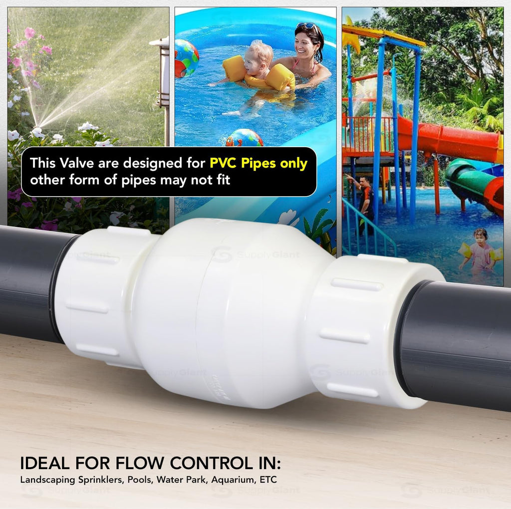 Midline Valve 4I2U12 PVC Inline Check Valve for Backflow Prevention 1/2'' FIP White Plastic