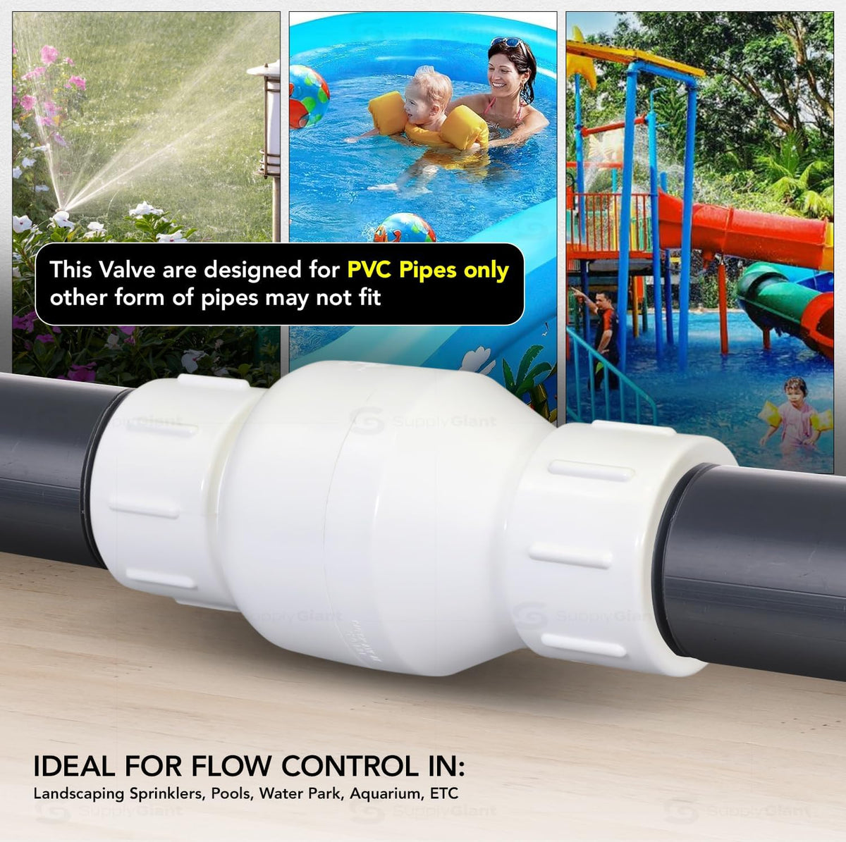 Midline Valve 4I2U12 PVC Inline Check Valve for Backflow Prevention 1/2'' FIP White Plastic