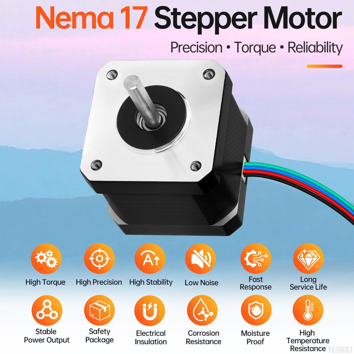 YEJMKJ 10Pack Nema 17 Stepper Motor 42x40mm 0.41Nm (58.06oz·in) 1.5A 2.0Ω