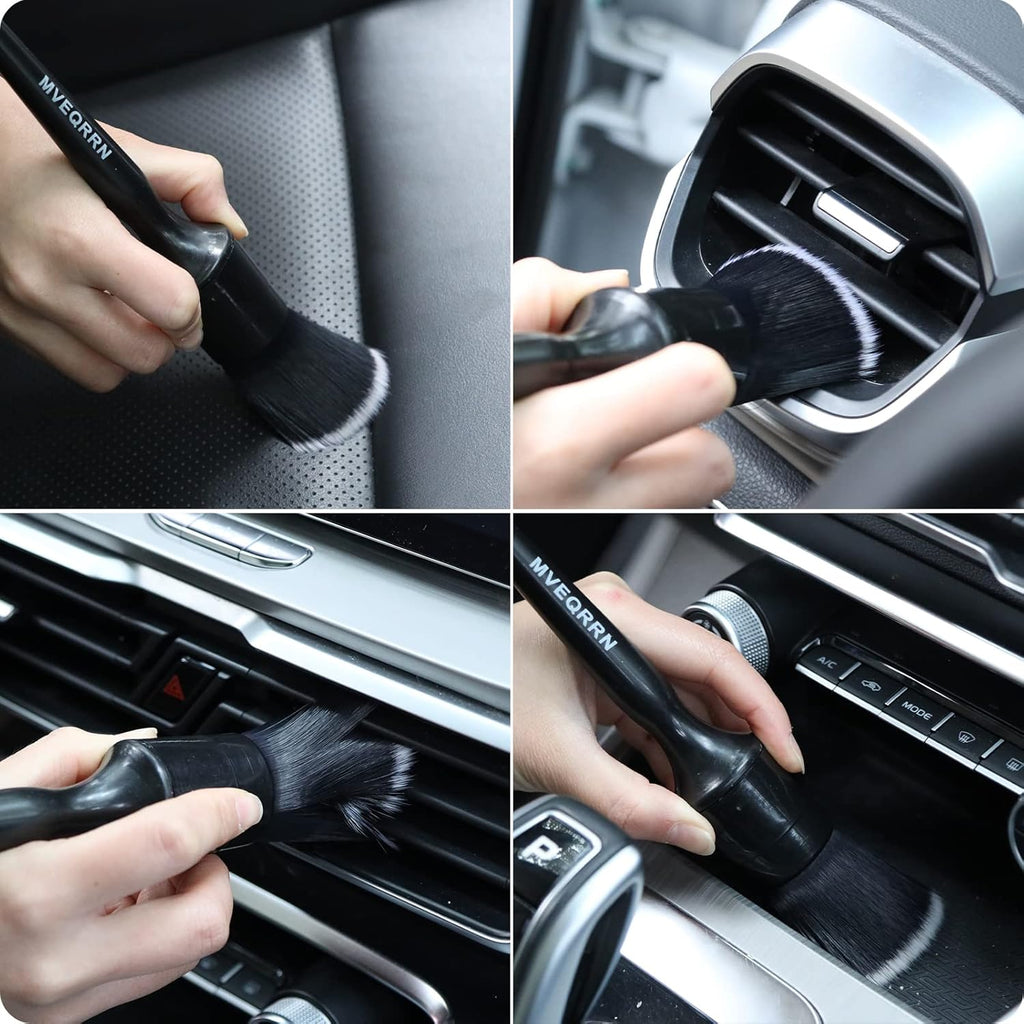 6pcs Car Detailing Brush Set-2pcs Boars Hair Car Detailing Brushes,2pcs Ultra Soft No Scratch Detailing Brush for Air