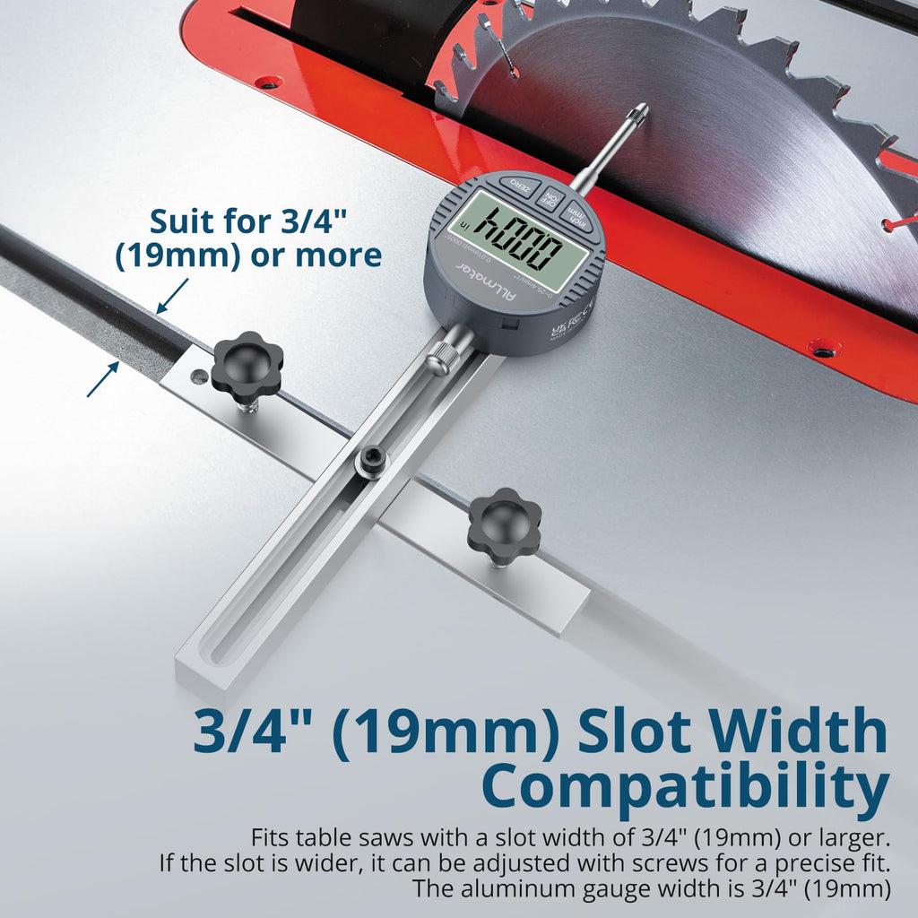 Table Saw Alignment Gauge,Digital Dial Indicator,3/4in Miter Slot