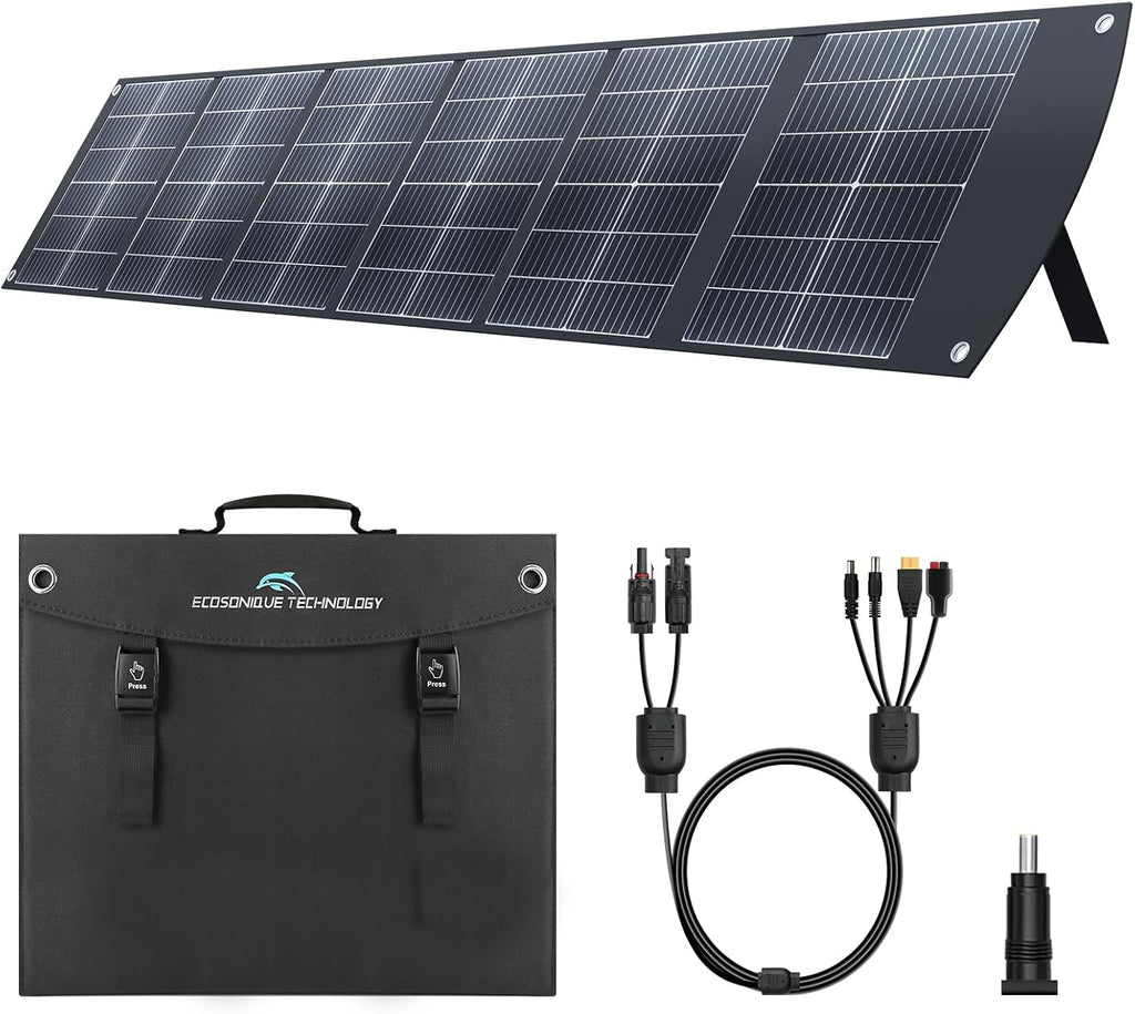 Ecosonique 200W Portable Foldable Solar Panel MC4 Output for Power Station | Lightweight, Waterproof, CPC, XT60, DC