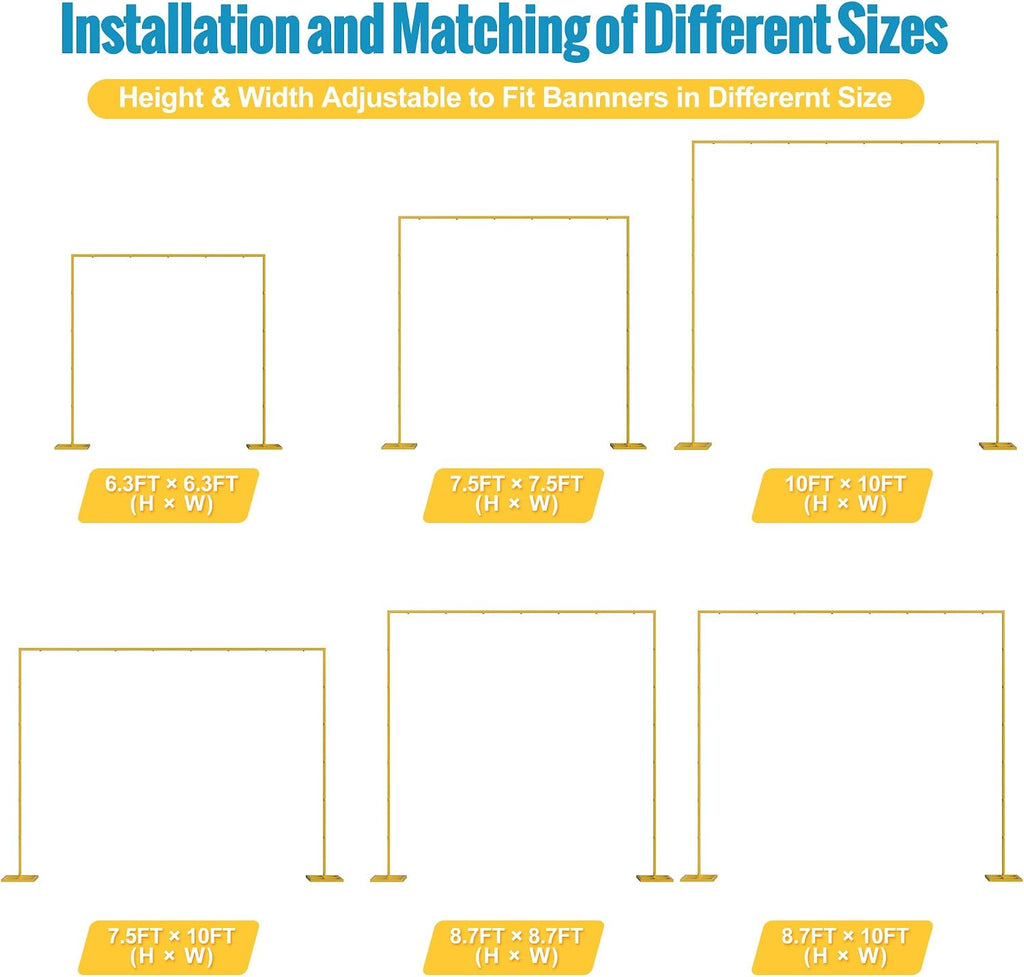 10x10ft Backdrop Stand Heavy Duty Gold Adjustable Pipe and Drape