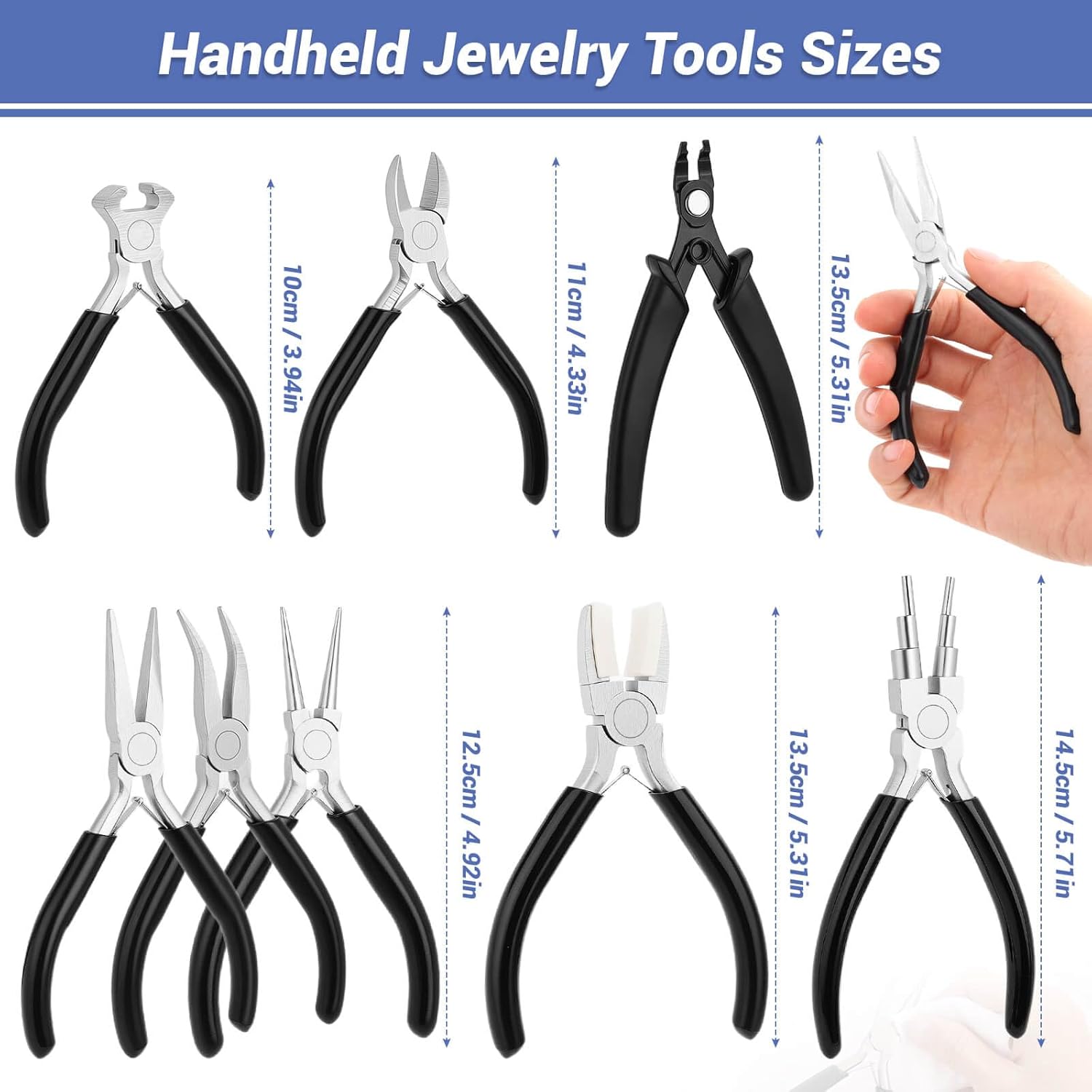 10 Pieces Jewelry Pliers Tools Set, Jewelry Making Tools Include 8 Pieces Pliers, Jump Ring Opener, Tweezers for Wire