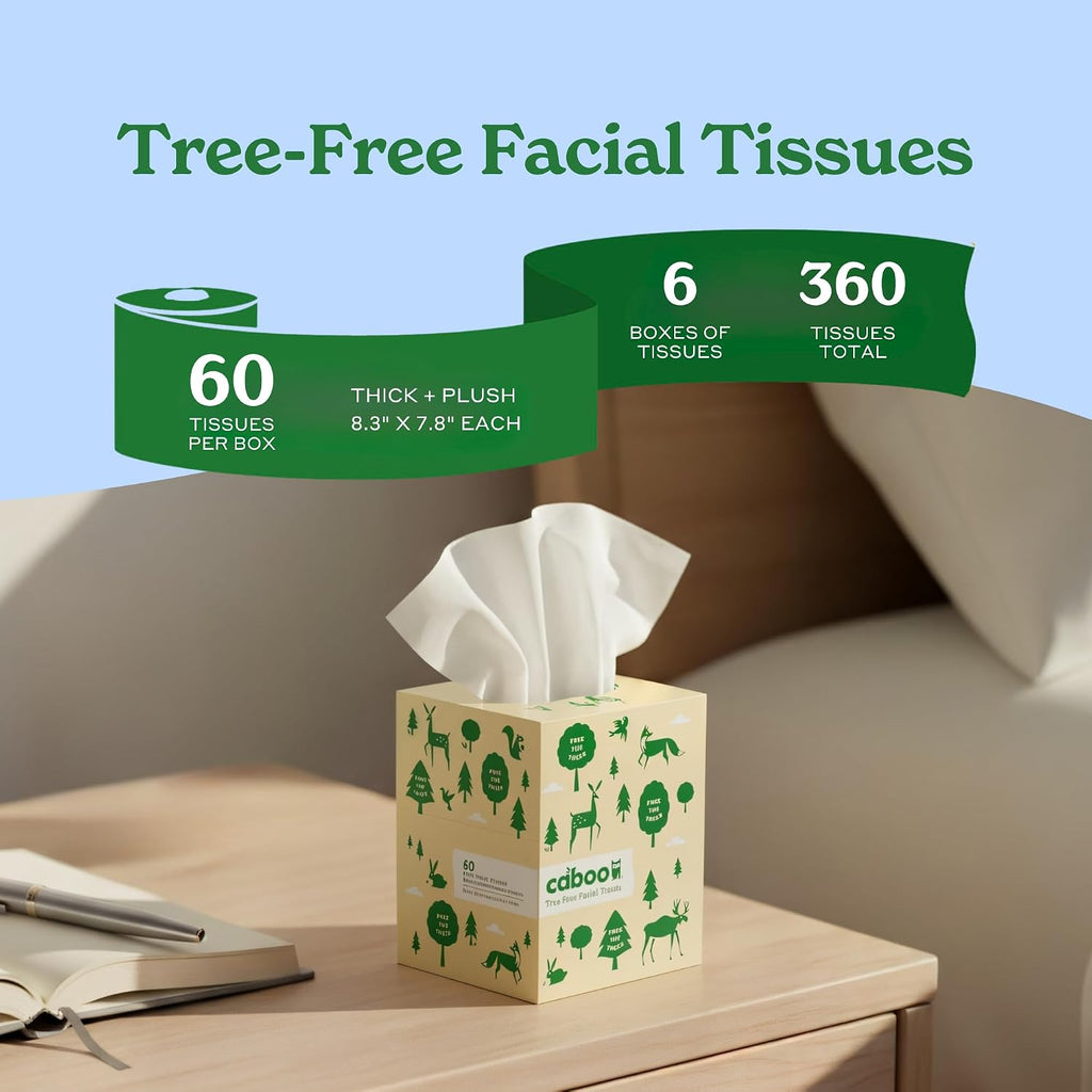 Tree Free Facial Tissues, 60 Tissues Per Box, 360 Total