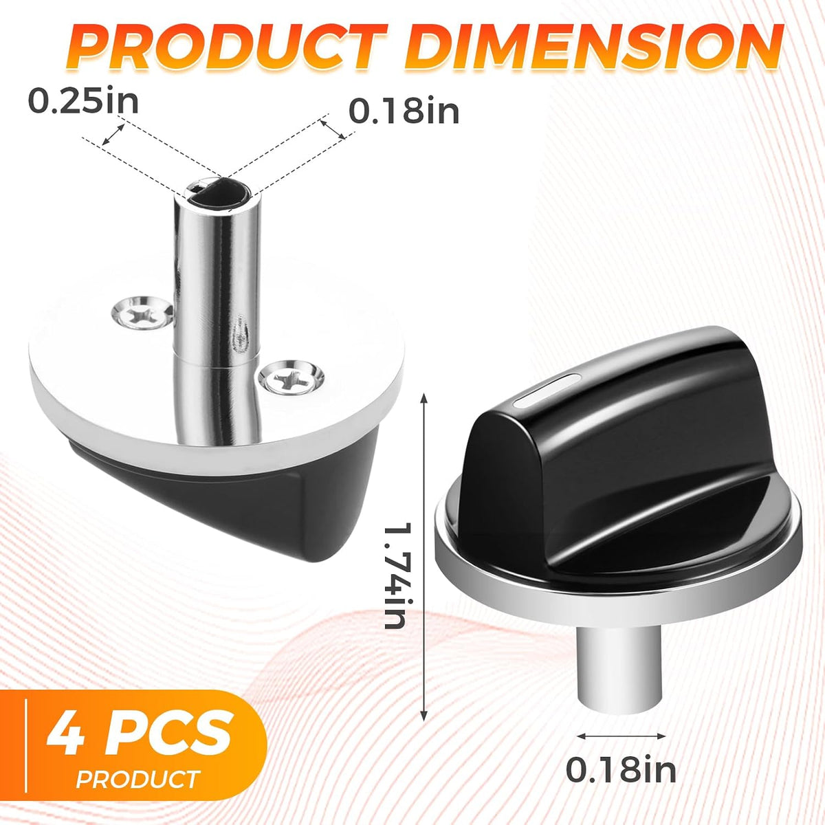 4 Pack 00650847 Cooktop Burner Knobs Replacement for Bosch