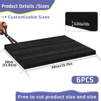 Black High Density Foam Insert Board Block 16'' x 12'' x 1'' for Case, 6pcs