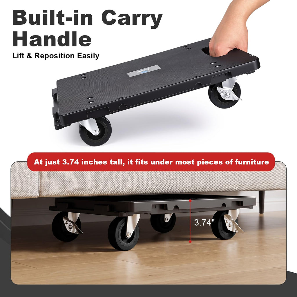 Furniture Dolly 2 Pack, 440LBS per Dolly Flat Moving Cart with Wheels
