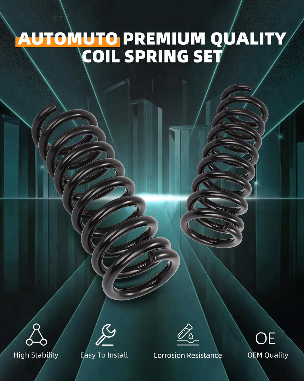 AUTOMUTO 2X Front Suspension Coil Spring Set for 2002-05 for Dodge Ram 1500