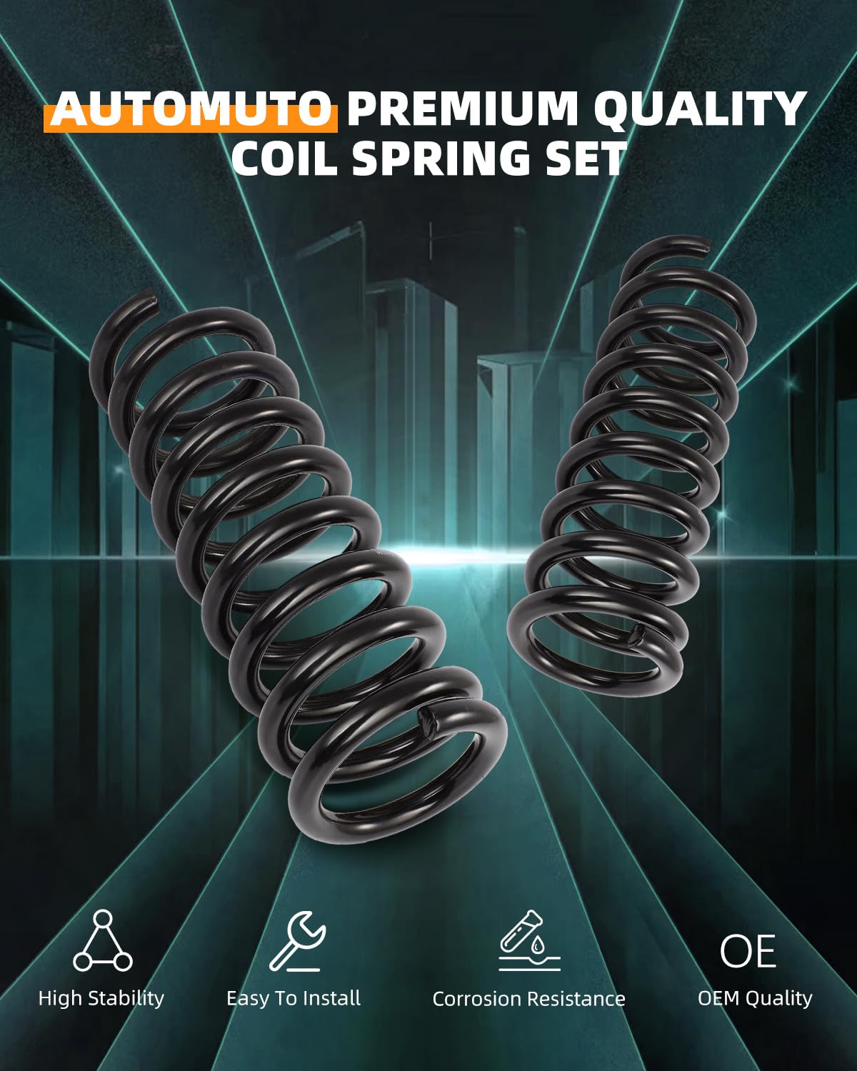 AUTOMUTO 2X Front Suspension Coil Spring Set for 2002-05 for Dodge Ram 1500