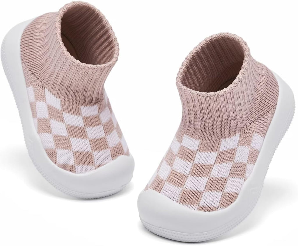 Baby Boy Girl Non-Skid Indoor Infant Walking Shoes Breathable Warm Elastic Sock Shoes with Memory Sole Protect Toes