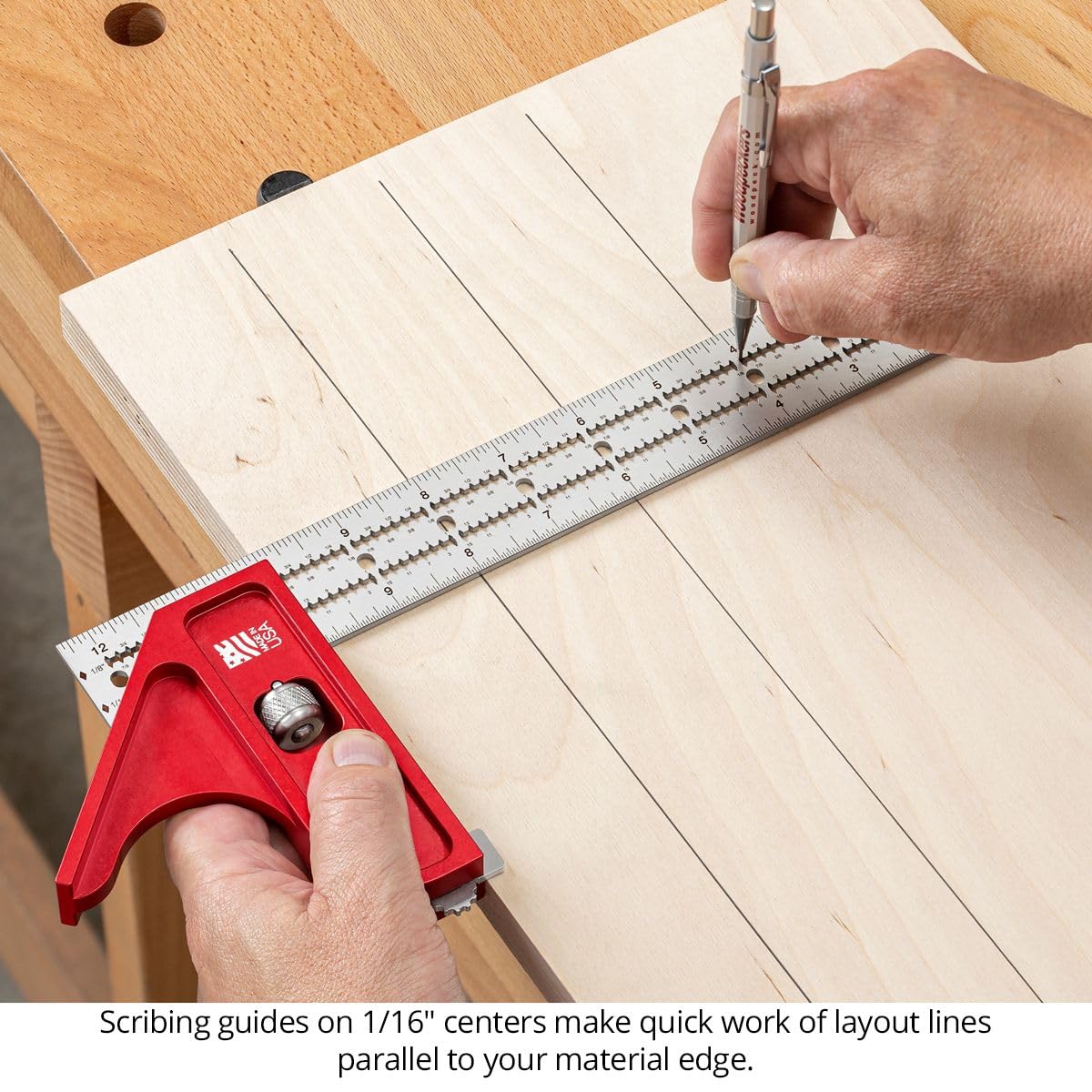 Woodpeckers inDexable Square System, 18 Inch XL Combination Square, Feature Packed Woodworking Tool