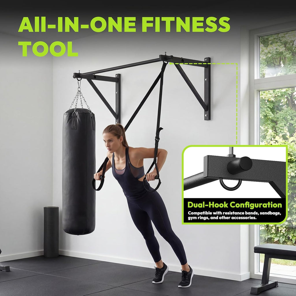 Wall Mounted Pull Up Bar for Doorway, 52''/36'' Chin Up Bar | 500 lb Capacity, Thickened Steel Construction, Joist