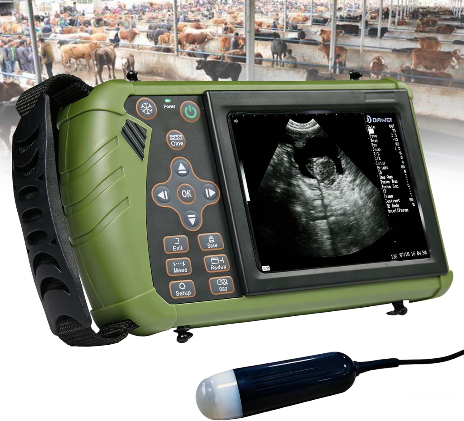 Portable Veterinary Handheld Ultrasound Machine, 3.5MHz Convex Probe, Waterproof Pregnancy Detector for Dogs, Pigs